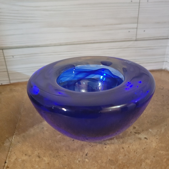 Vintage Kosta Boda Cobalt Blue Art Glass Candle Votive - Picture 1 of 3